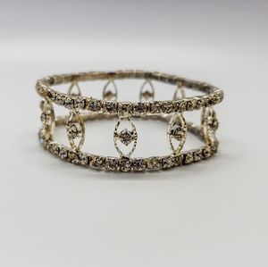 Multi Layers Clear Crystals Stretch Bracelet